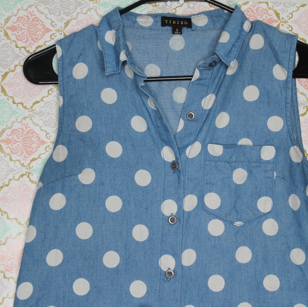 Blue Jean Polka Dot Crop Top